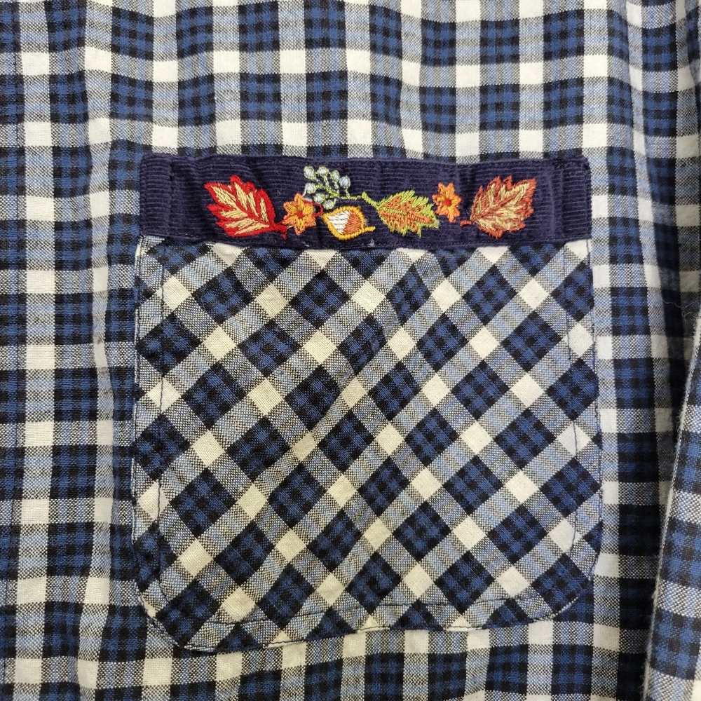 Vtg Basic Editions Plaid Fall Leaf Embroidered Sh… - image 4